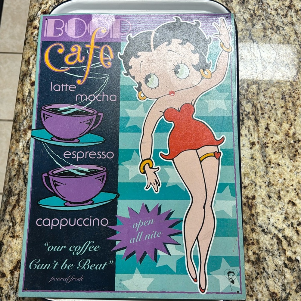Betty Boop Metal Cafe Wall Art - Purple & Teal